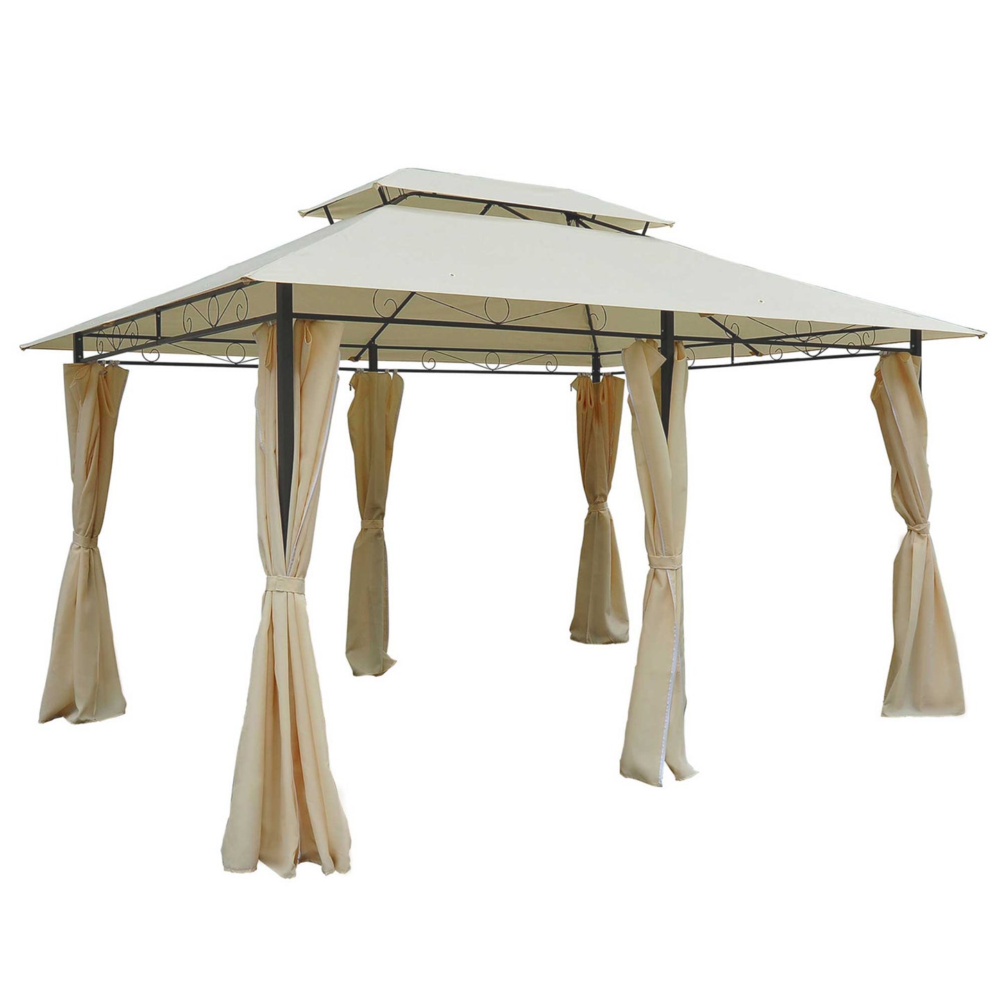10x13 Outdoor Gazebo Canopy Shelter with Curtains - Cream White