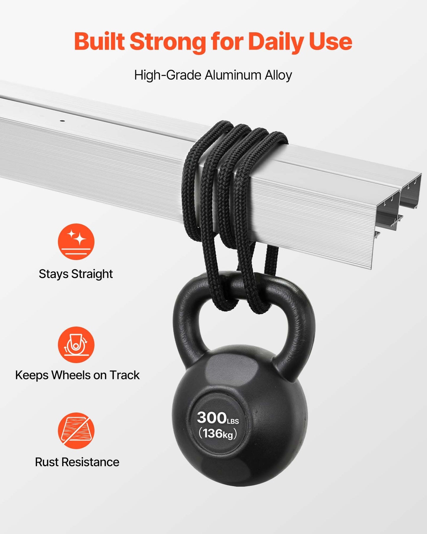 Sliding Door Hardware Kit for 24-inch Closet Doors - Aluminum Dual-Track, Quiet & Easy Install
