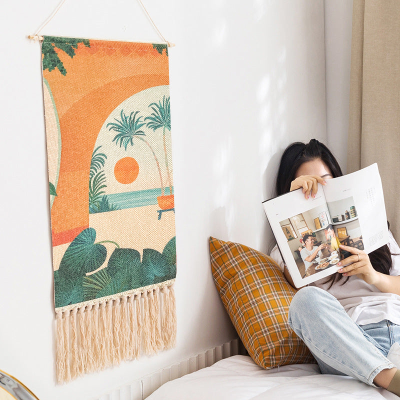 Hand-Woven Tassel Tapestry Wall Hanging Home Decor - 70x50cm
