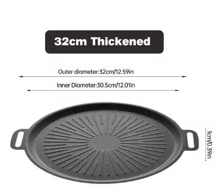 Non-Stick Pot for Rice and Grilling - Wheat Stone Barbecue Plate, 30-34cm