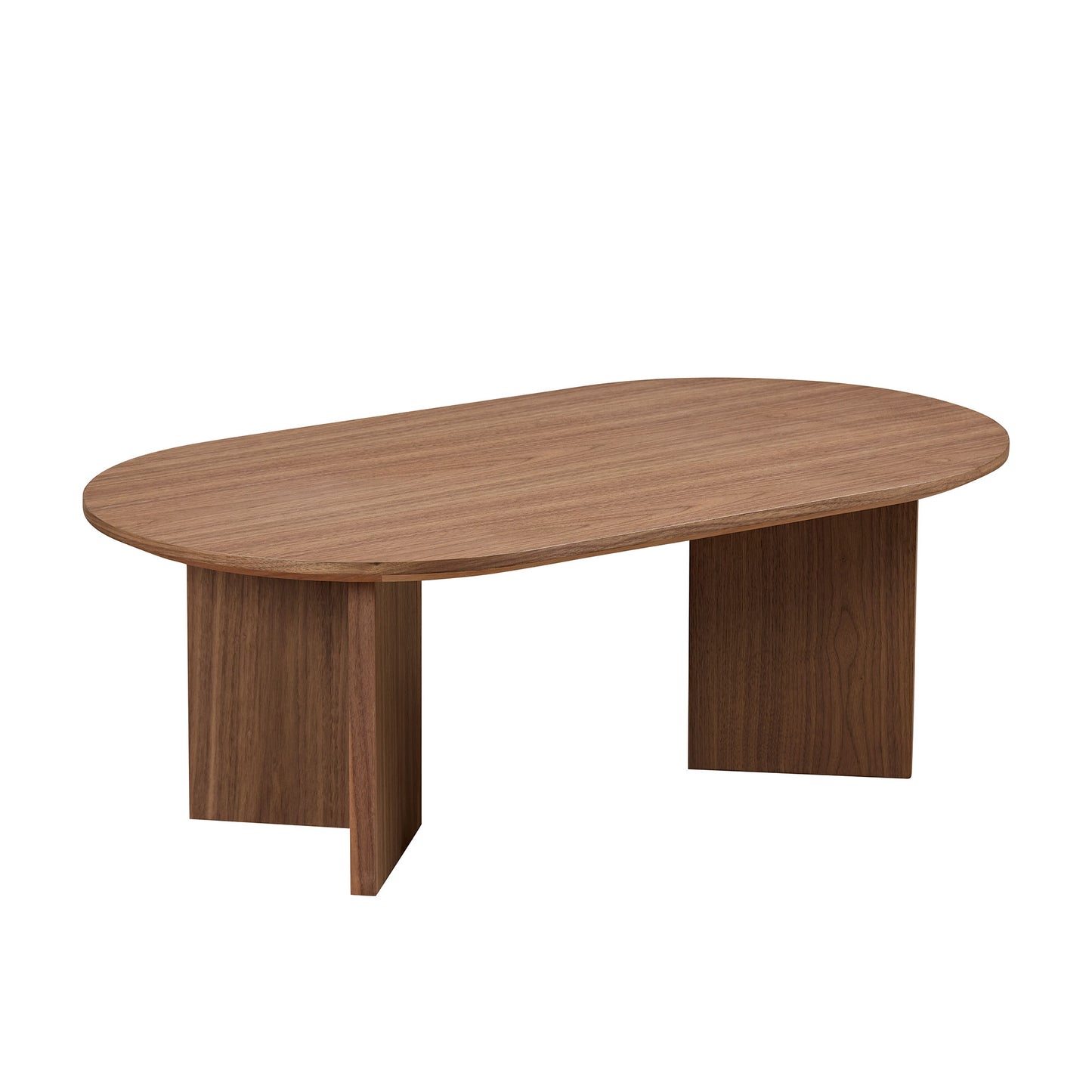 Modern Walnut Coffee Table - 39.37 Inch Oval MDF Design