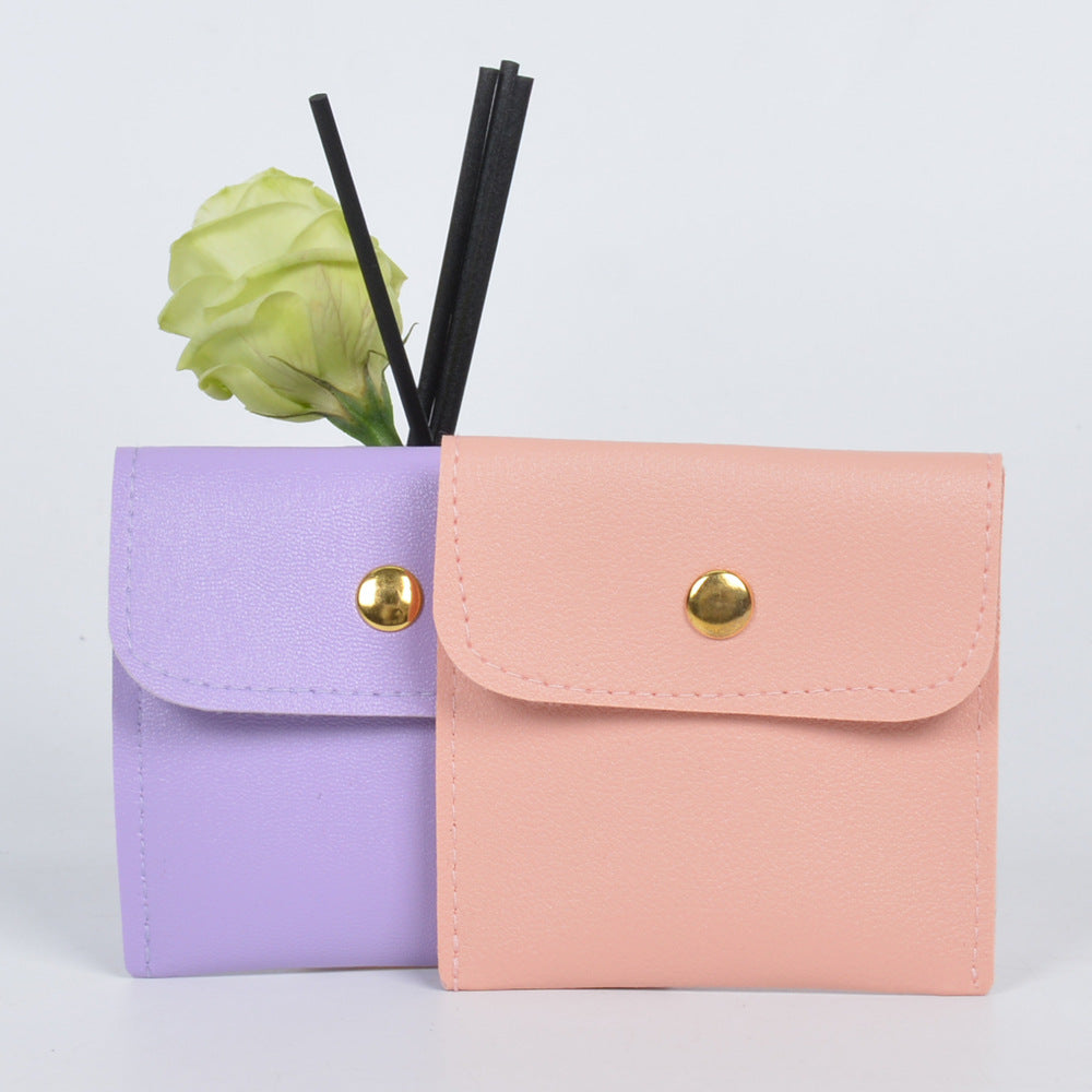 Leather Jewelry Storage Bag Flip Button Case for Accessories