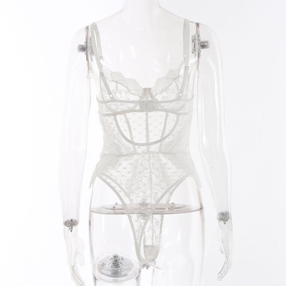 Women's Lace Jumpsuit with Steel Ring - Sexy Lingerie for All Seasons