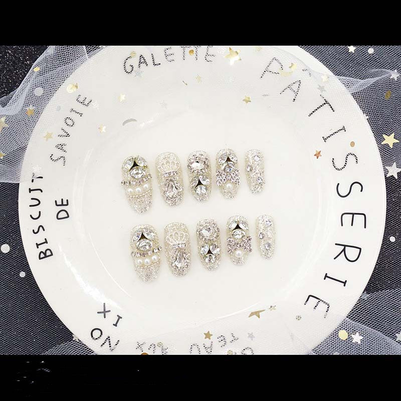 Fake Nails Silver Water Drops - 24 Pieces with Glue