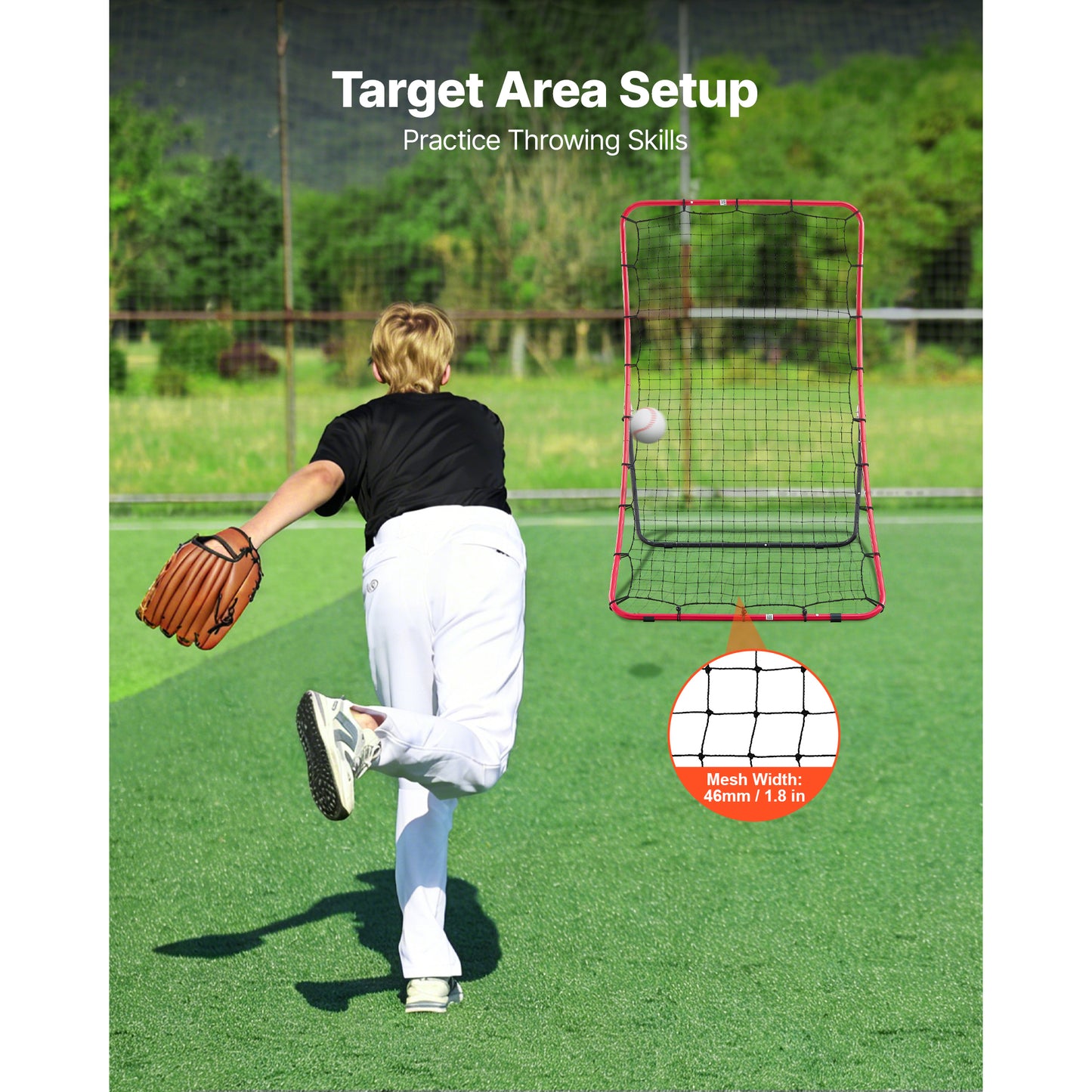Baseball Softball Rebounder Net - Adjustable Pitch Back Trainer for Practice
