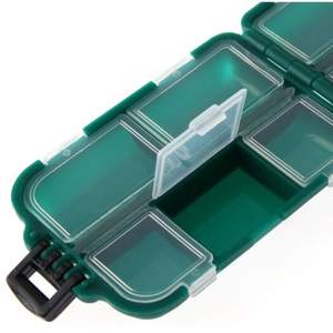 Fishing Tackle Storage Box - Compact Green Plastic Organizer for Hooks & Accessories