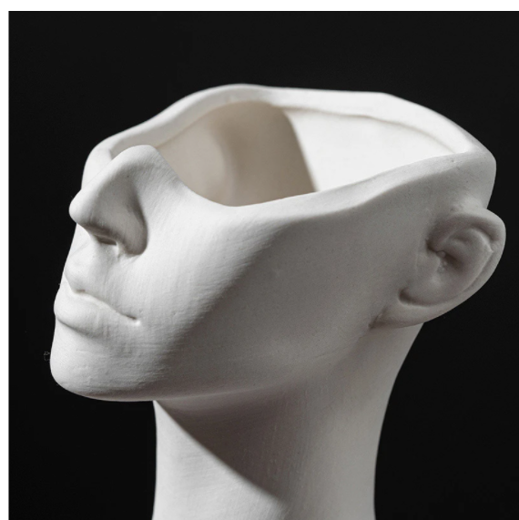 White Ceramic Face Vase - Decorative Floral Ornament for Home