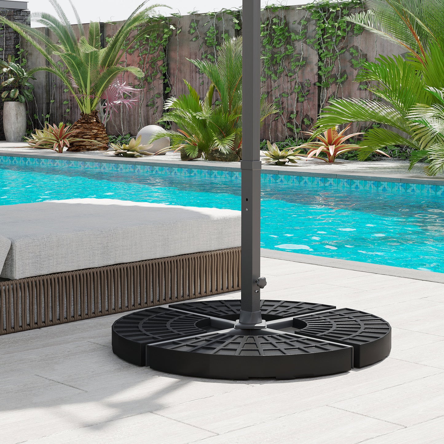 Heavy-Duty Round Fillable Umbrella Base - Black - 4 Piece Set