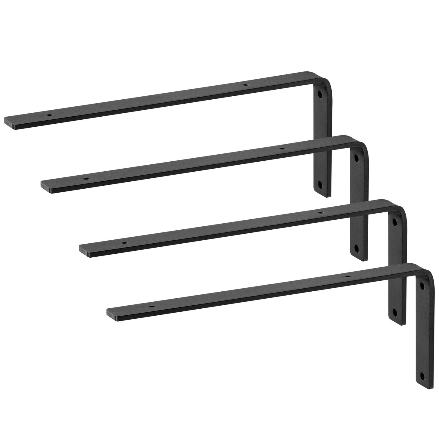 Heavy Duty Floating Shelf Brackets - 10 x 6 Inch, 160 lbs Capacity, 4 Pcs - Matte Black
