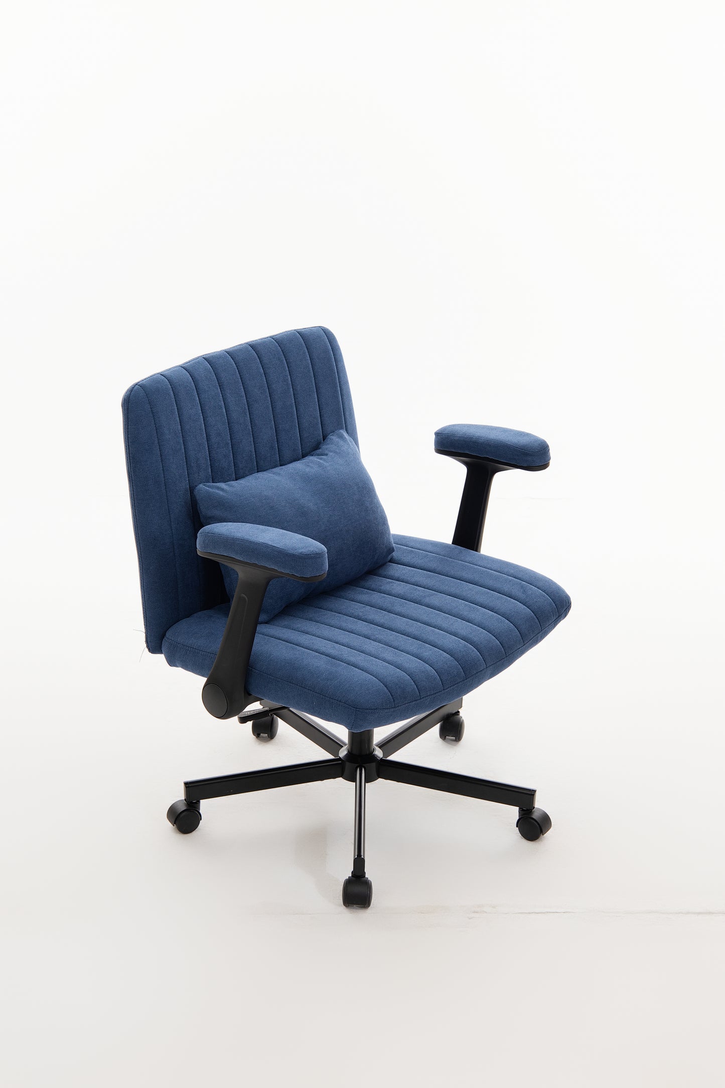 Blue Modern Linen Criss Cross Armrest Office Chair