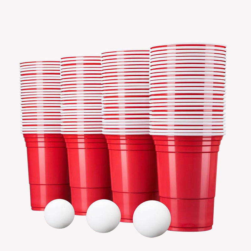 450ml Red Beer Pong Plastic Cups Set with 4 Balls - Party Supplies