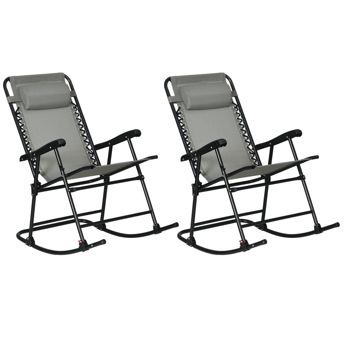 Folding Rocking Chair Set of 2 for Outdoor Relaxation - Gray