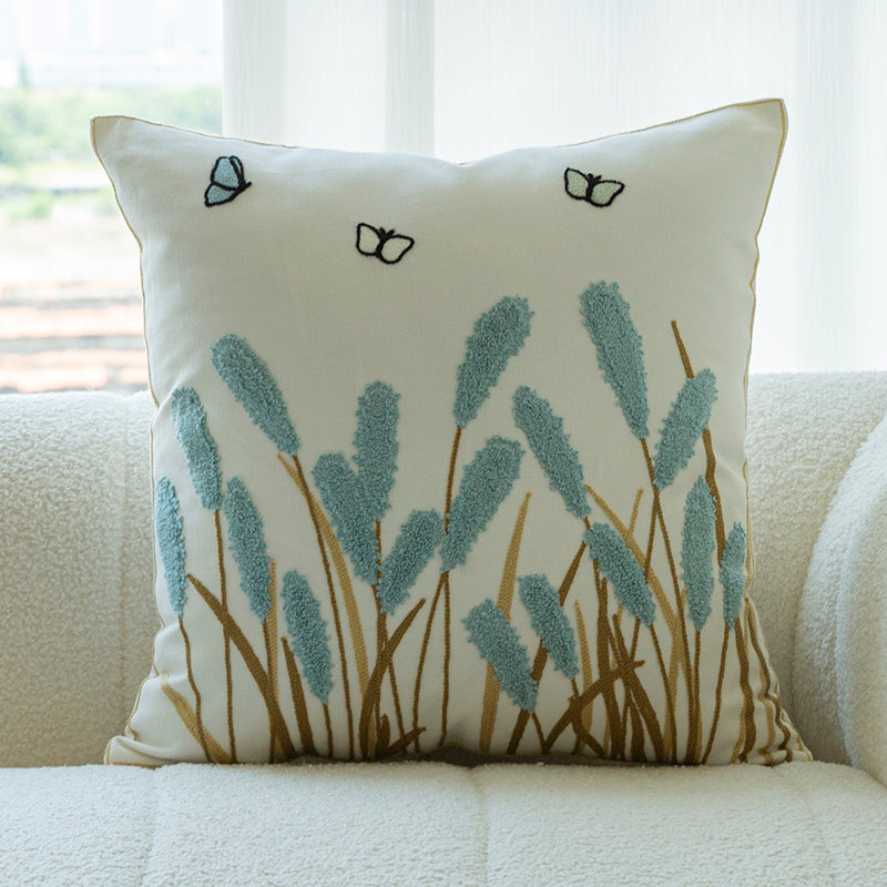 Flower Embroidery Pillow Cover - Decorative Cushion Cover for Living Room