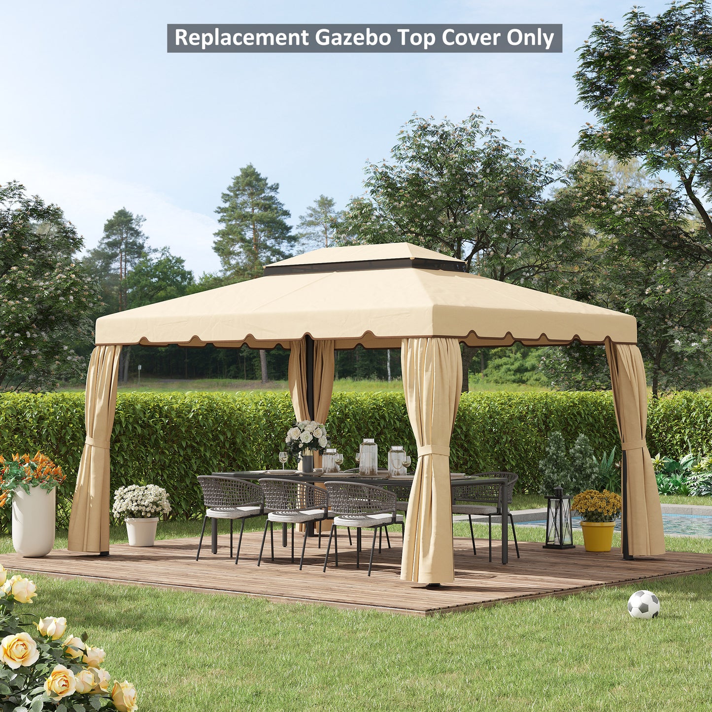 Gazebo Replacement Canopy Top - 13x10 ft, Cream White
