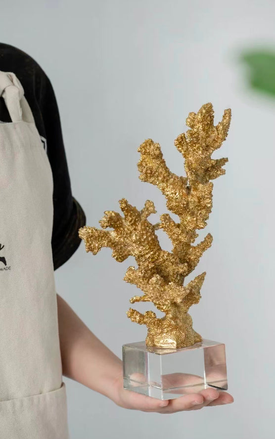 Artificial Coral Decor with Crystal Base - Desktop Garden Ornament, Home & Living