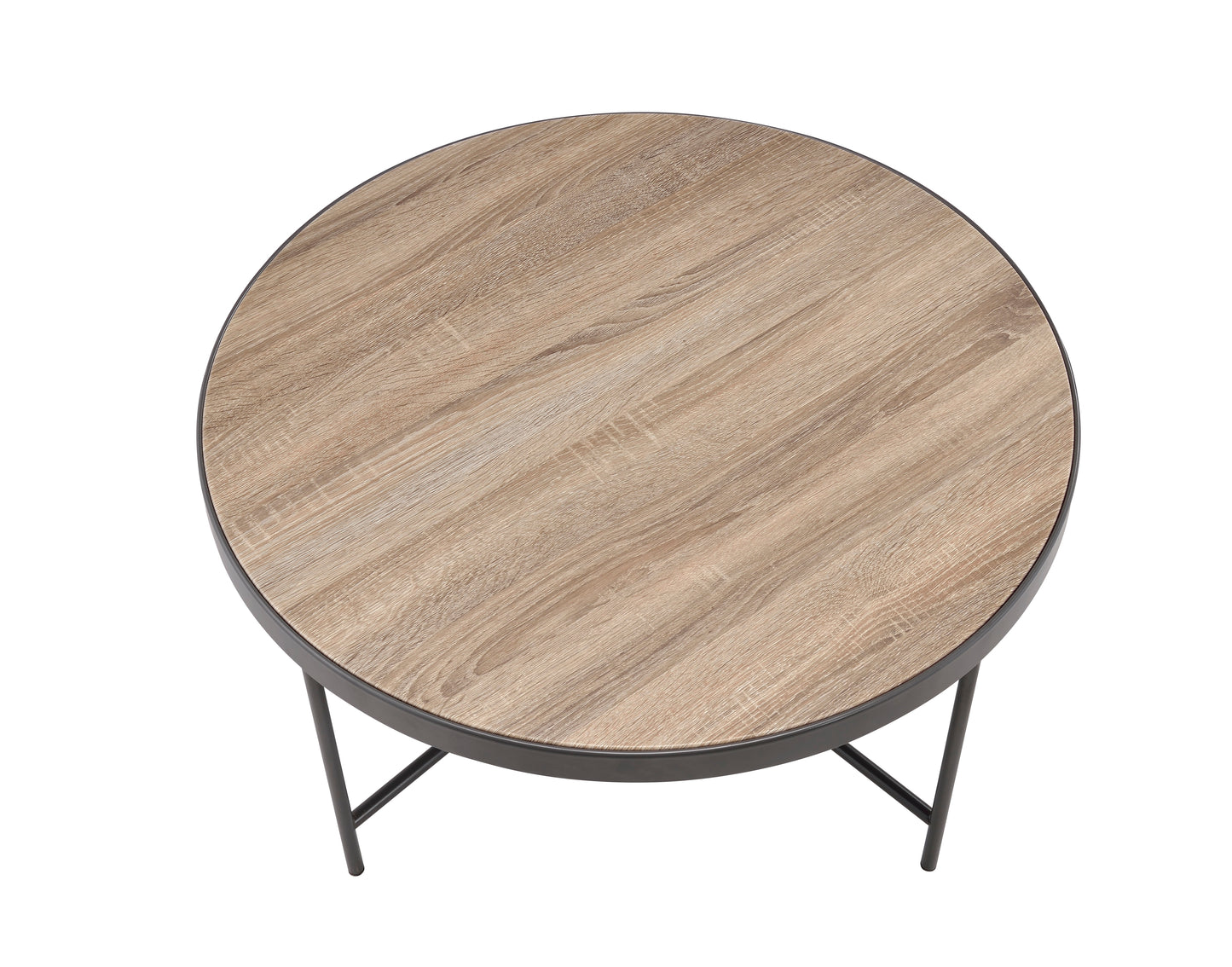 Bage Weathered Gray Oak Coffee Table with Metal Finish