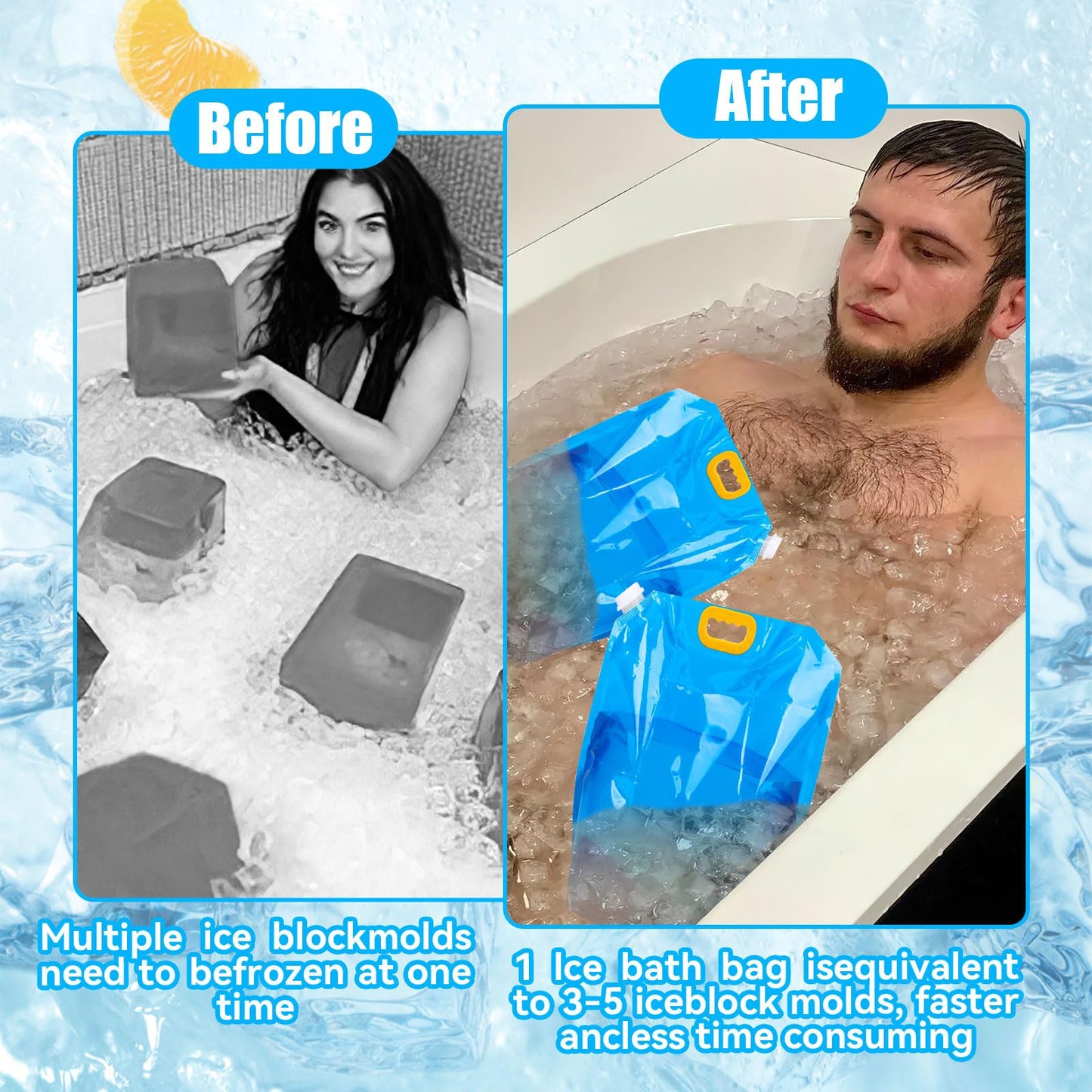 2-Pack Large Capacity Ice Bath Bags - 10L Portable Cold Plunge Accessories