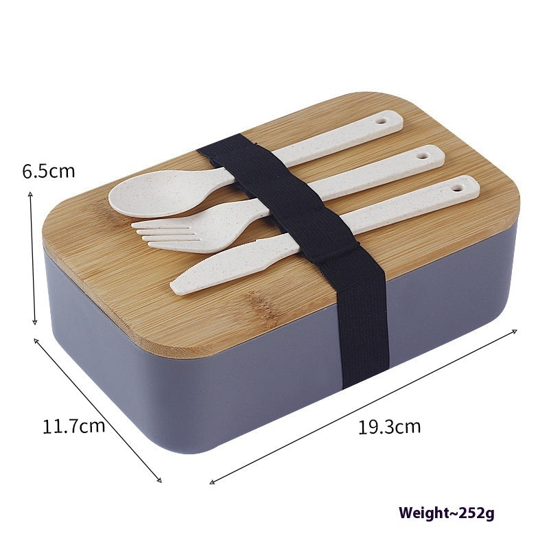 Japanese Lunch Box Set with Sealed Crisper and Cutlery - Gray or Beige