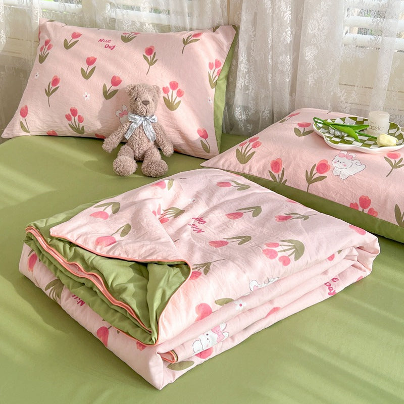Summer Quilt with Soybean Fiber and Cotton Washable Bedding Set