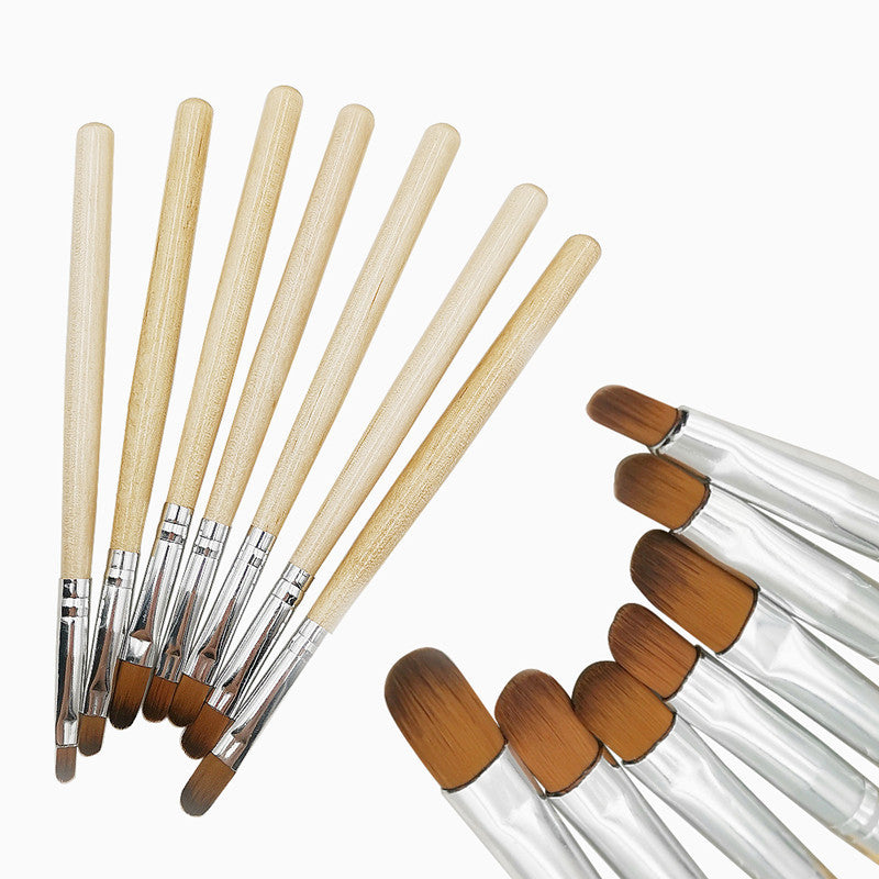 LED Nail Art Pen Set - 7 Pieces Wood