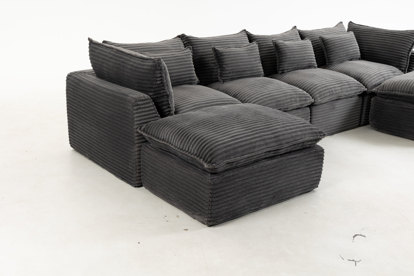 Oversized Modular Sectional Sofa - 129.8" Wide, Antique Grey