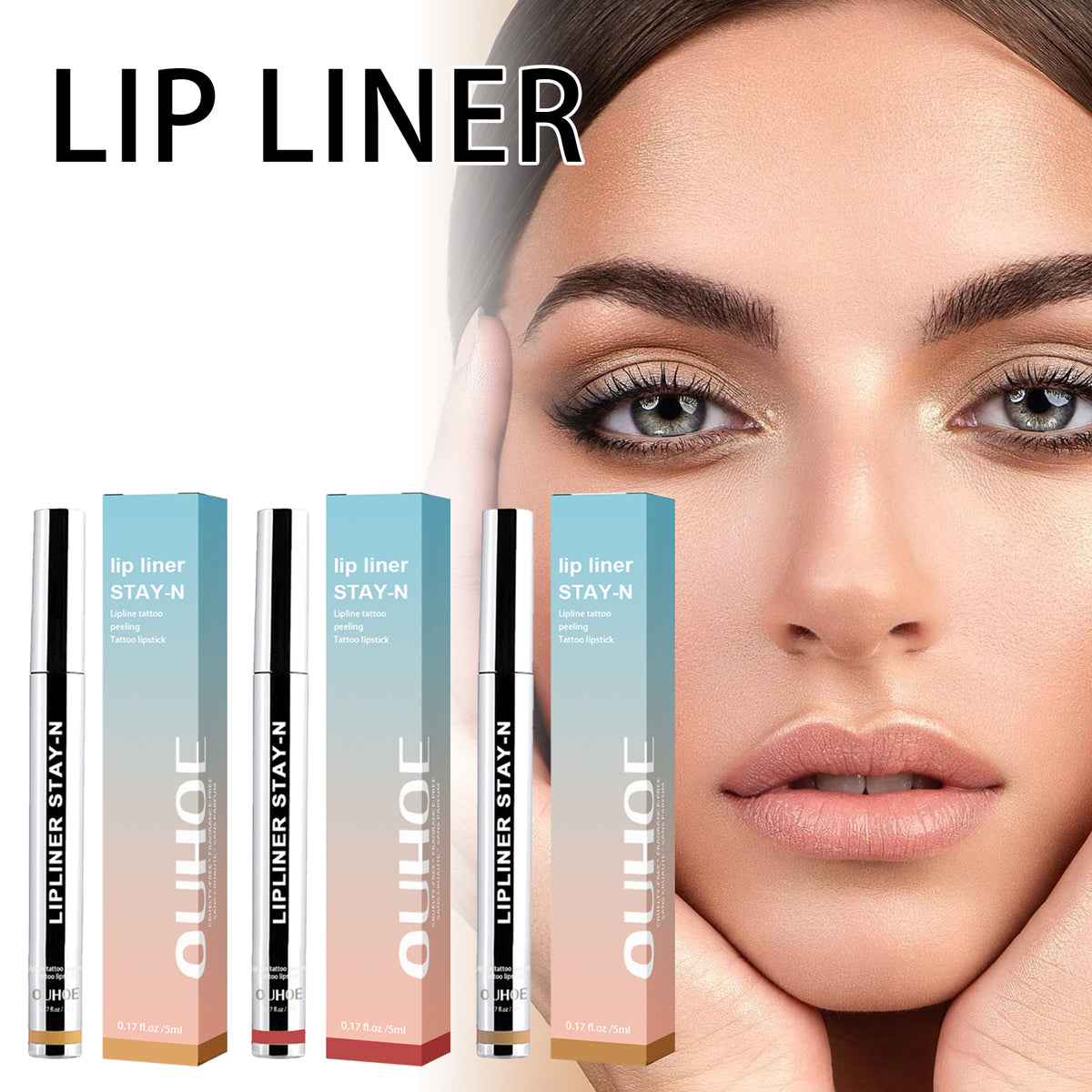 Peel-Off Lip Liner Burgundy Makeup Set 5ml for Lip Definition & Color