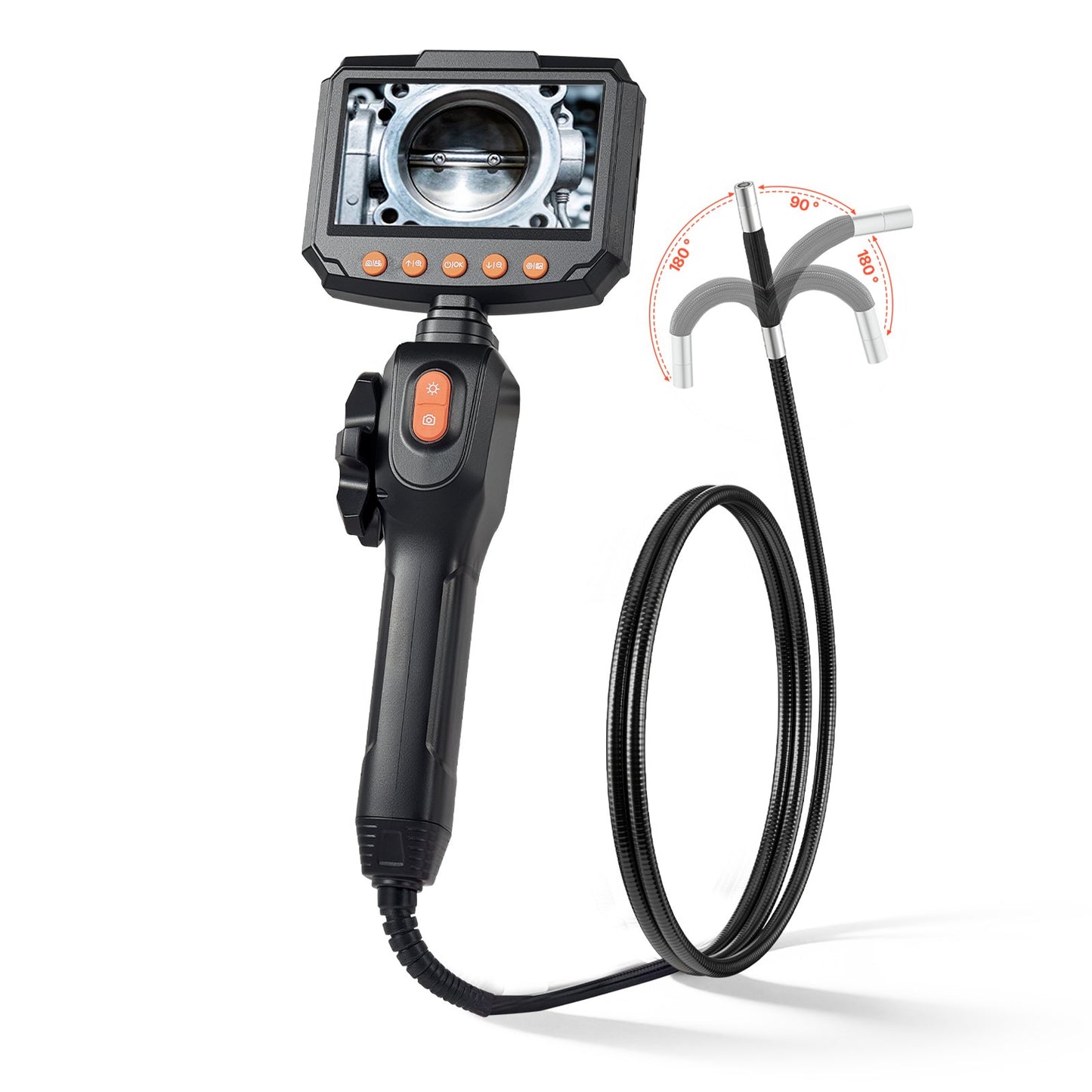 Waterproof Inspection Camera with Articulating Endoscope, 4.3-Inch Screen, 8X Zoom, 4.9FT Cable for Auto & Mechanical Inspection