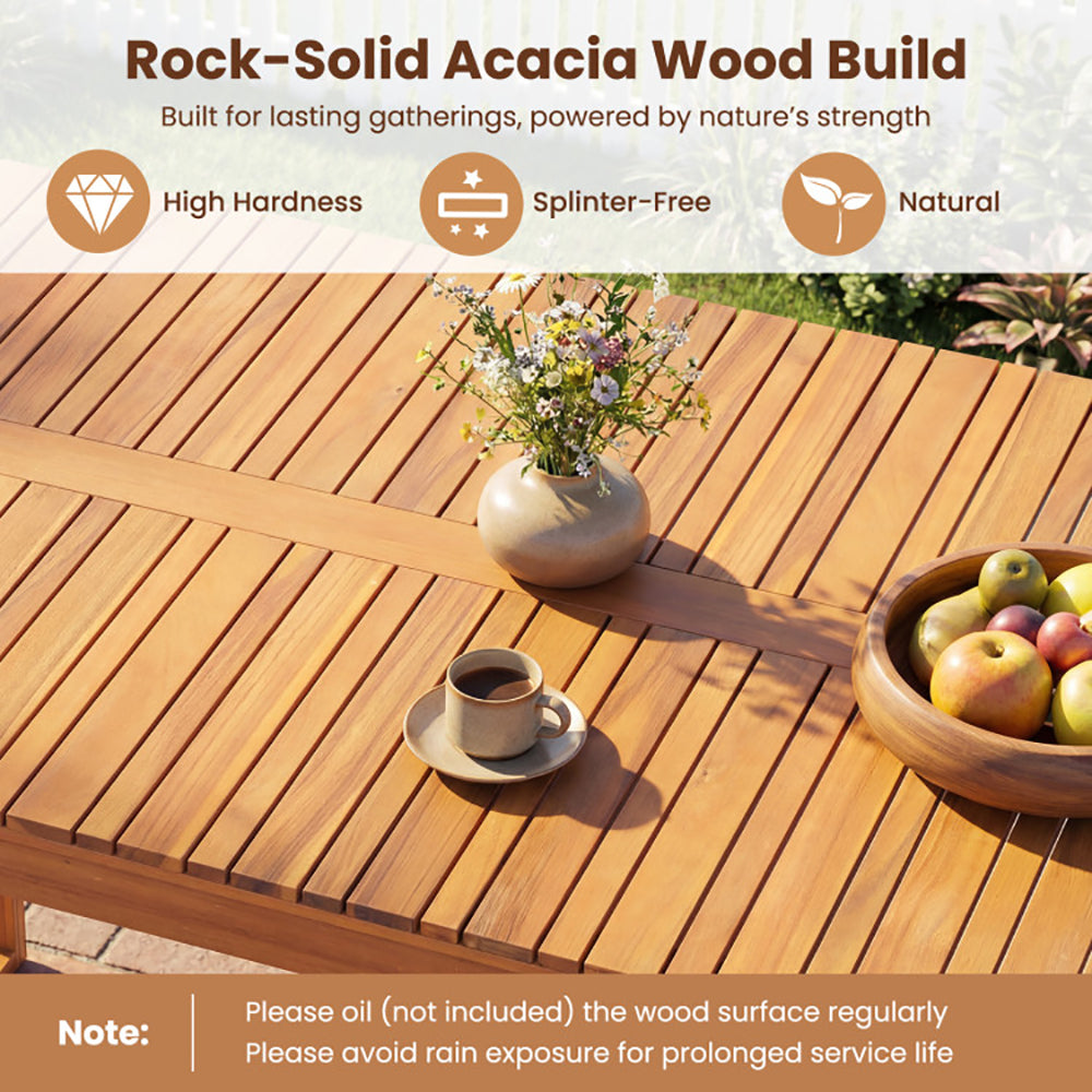 3 Pieces Acacia Wood Picnic Set With Outdoor Dining Table And 2