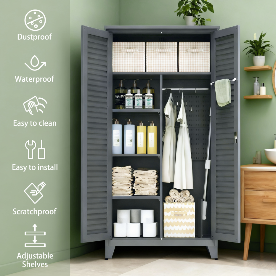73'' Tall Metal Tool Storage Cabinet - Slate Finish