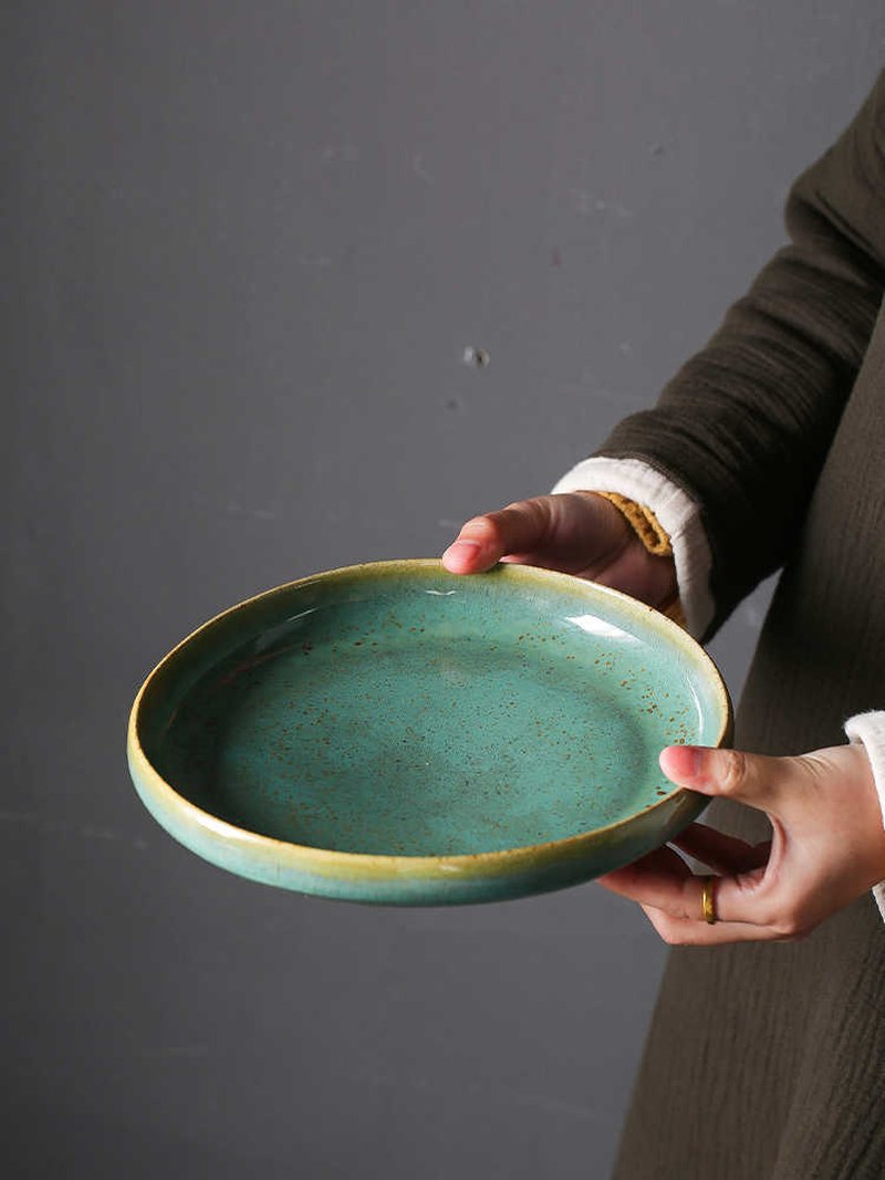 Creative Irregular Ceramic Plate - Retro Tableware for Dining, Small to Large Sizes