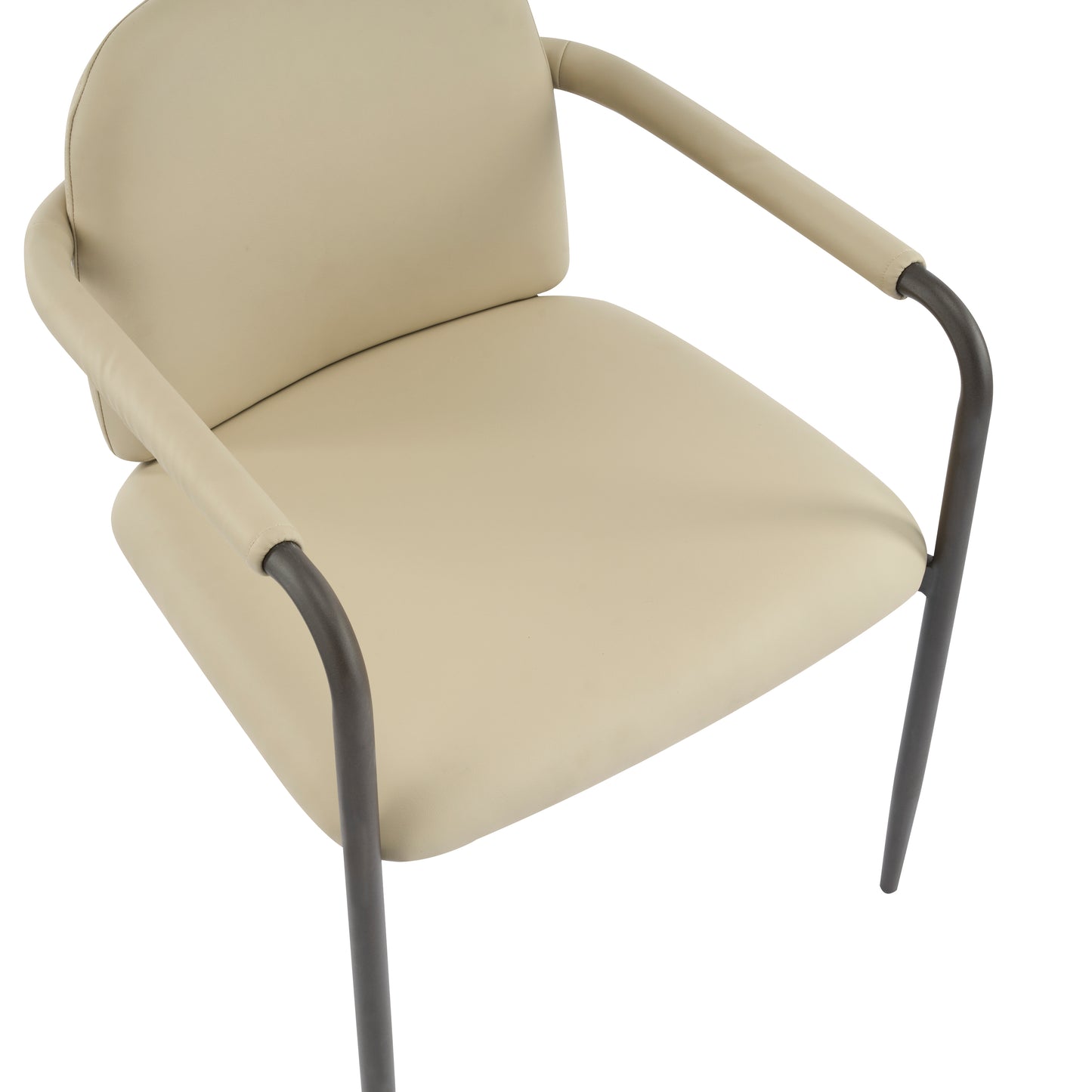 Set of 2 Dining Chairs with Iron Frame - Espresso & Khaki