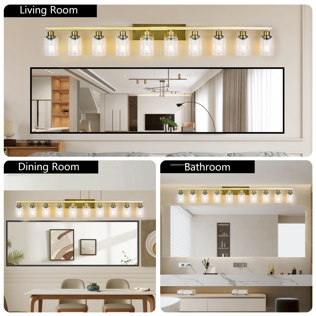 10-Light Gold Vanity Light Fixture for Bathroom & Bedroom