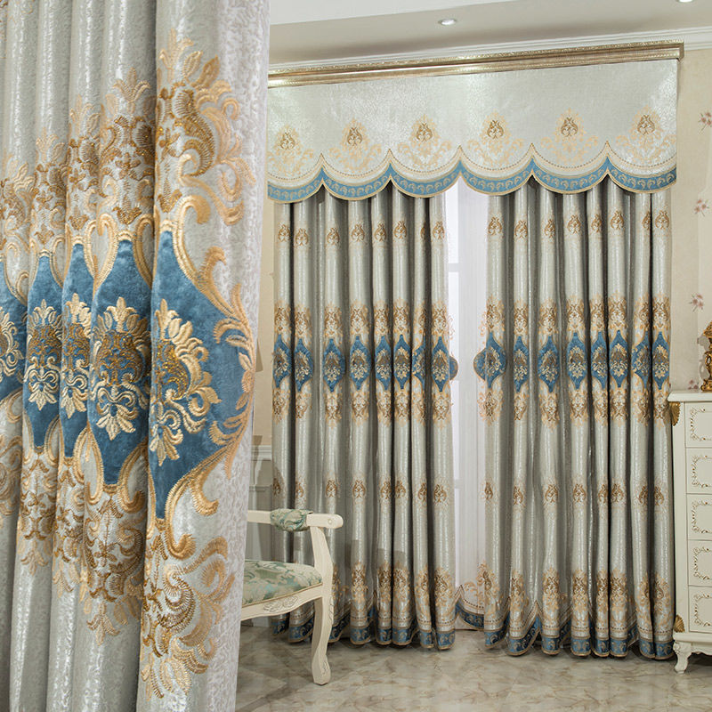 Velvet Rope Embroidered Curtain with Chinese Style Jacquard Fabric
