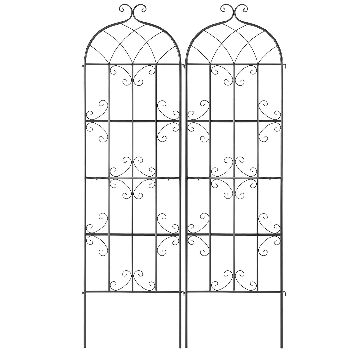 Metal Garden Trellis Support for Climbing Plants 71x20 Inches Rustproof Black 2 Pack