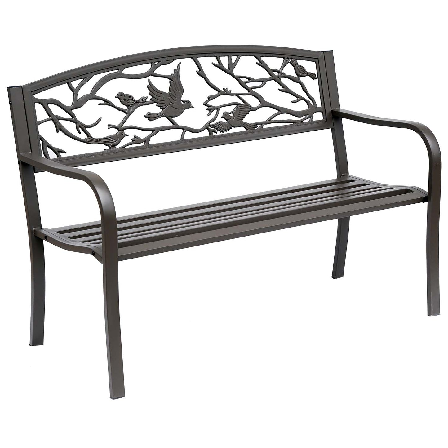50" Vintage Cast Iron Garden Patio Bench - Brown