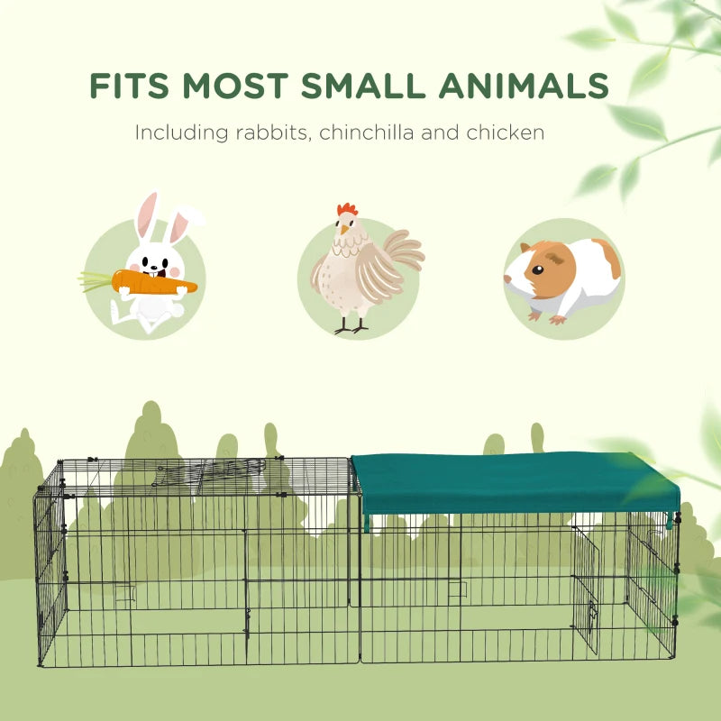 Small Animal Playpen with Roof for Rabbits, Chickens, Chinchillas - Indoor Outdoor Green