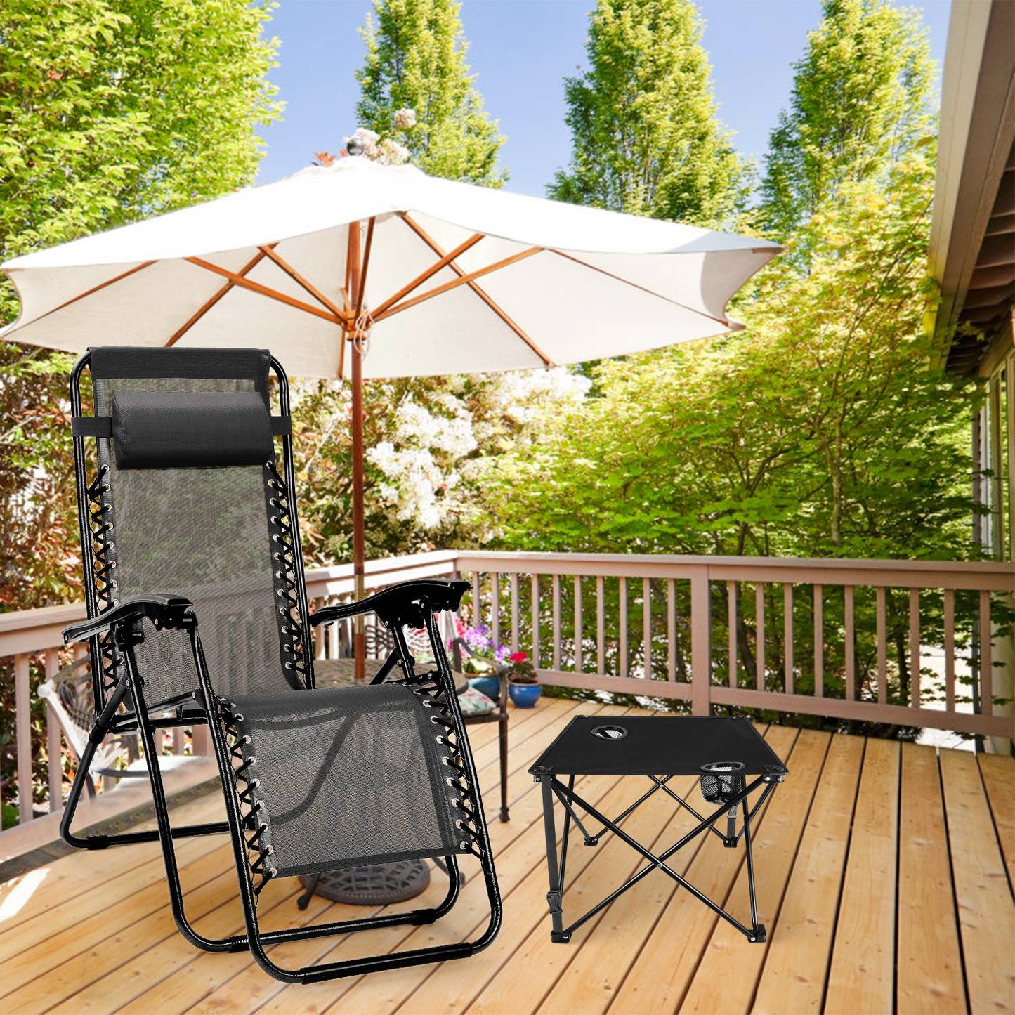 Portable Folding Camping Table with Cup Holders - Multiple Colors & Sets