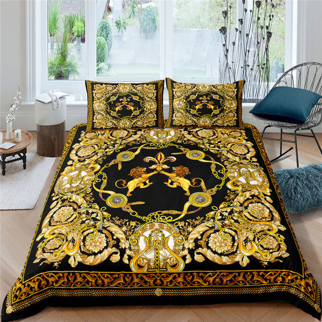 European-Style Printed Quilt Bedding Set Luxury Comforter Cover & Pillowcases