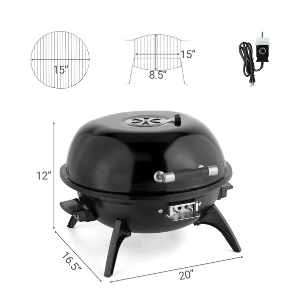 Electric Countertop BBQ Grill 1600W Portable Indoor Outdoor Grill Black