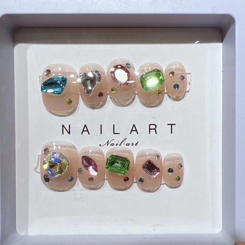 Handmade Fake Nail Patches with Glue & Tools Kit