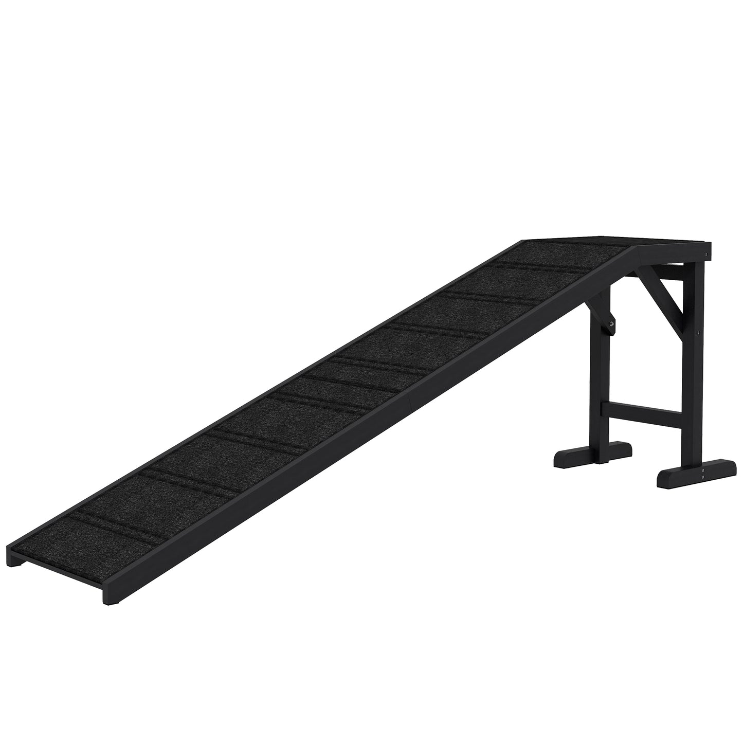 Dog Ramp with Non-Slip Carpet and Top Platform - 74 x 16 x 25 Inches, Black