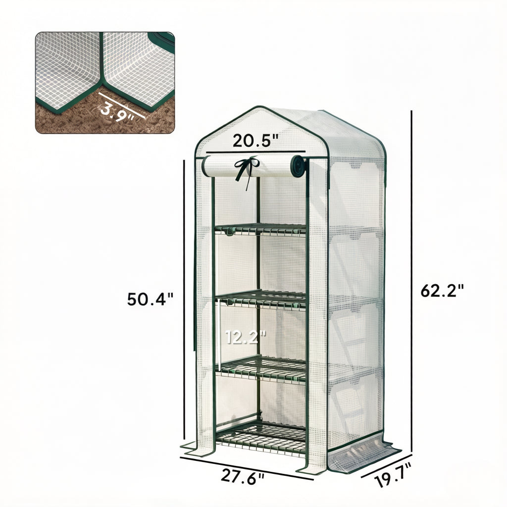 Portable Mini Greenhouse for Outdoor Gardening - Dark Green & White