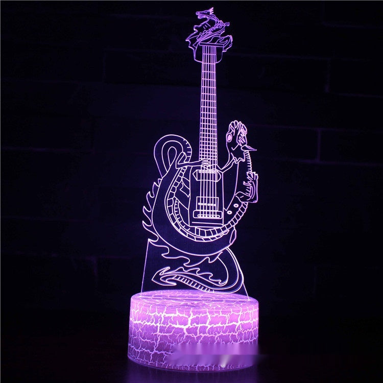 Electric Guitar Violin 3D Table Lamp with Multi-Color Touch & Remote
