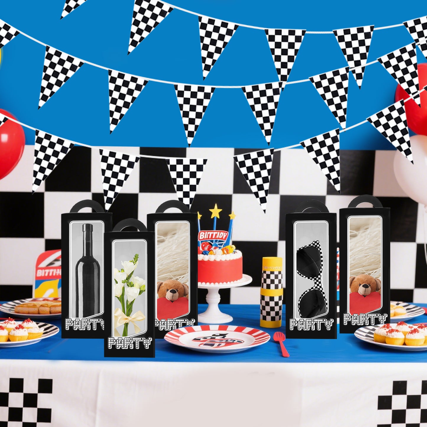 Racecar Party Decoration Set - 48 Pcs with Sunglasses & Gift Boxes