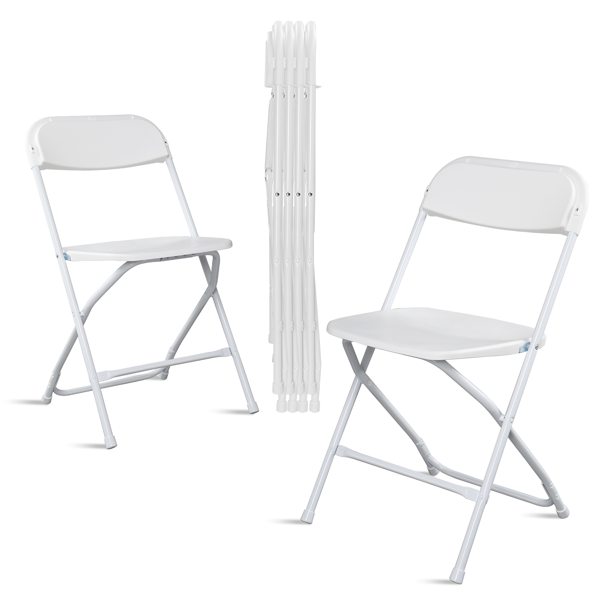 6-Pack White Plastic Folding Chairs - Sturdy & Lightweight
