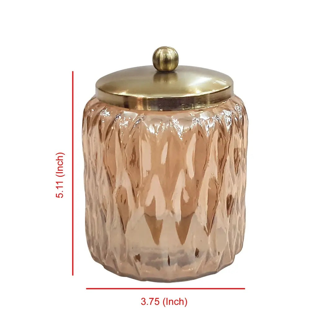 Glacier Amber Vanity Glass Jar Stylish Storage For Cotton