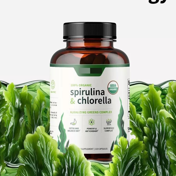 Chlorella Spirulina Dietary Capsules for Detox and Energy - 60 or 120 Count