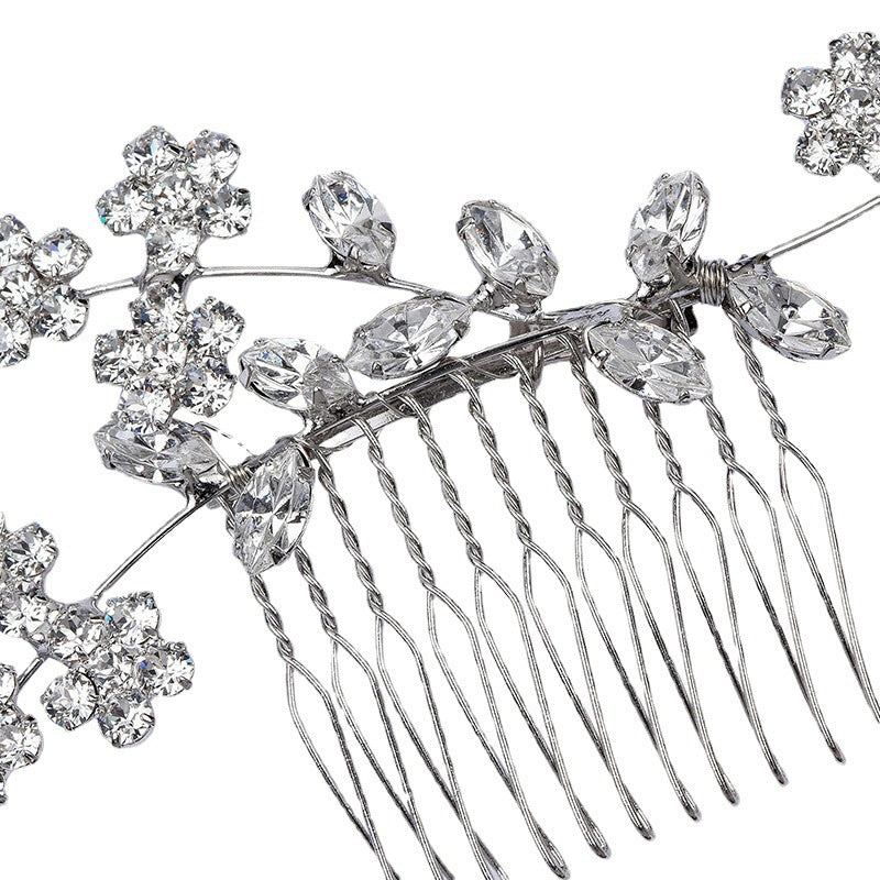Flower Hair Comb with Rhinestones