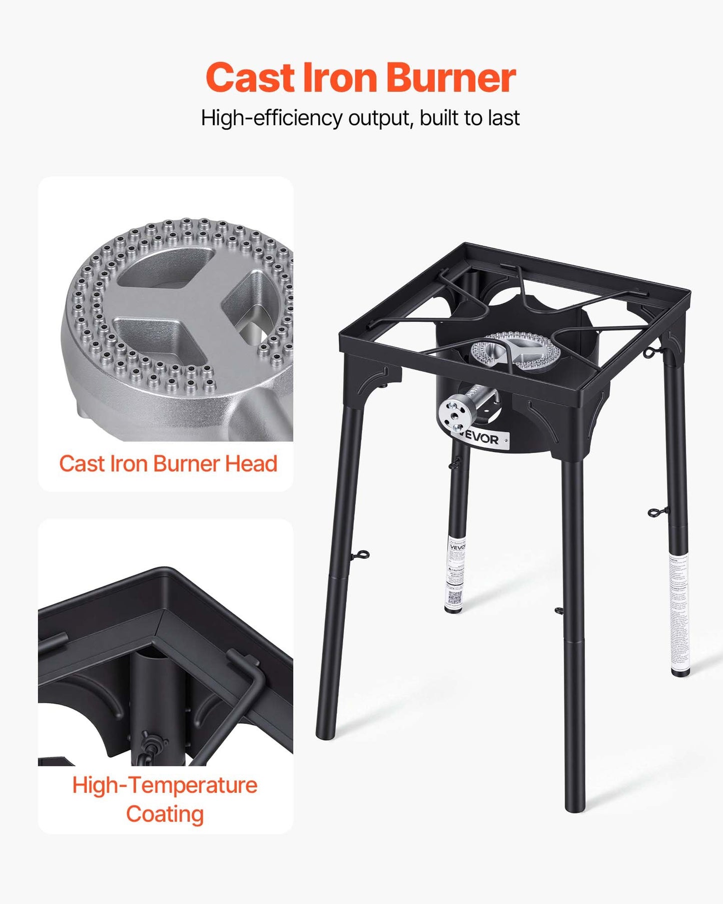 Outdoor Propane Gas Stove - 100,000 BTU Camping Cooker with Tall Stand & Regulator