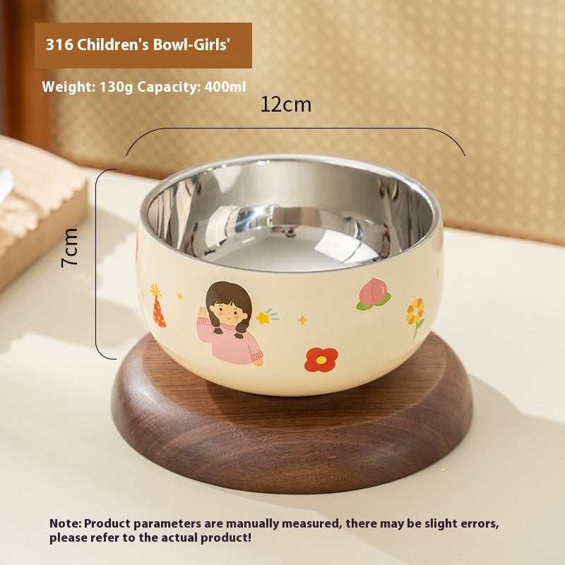 Children's Cartoon Stainless Steel Rice Bowl - Kids Dinnerware